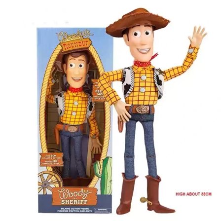 Disney og Pixar Toy Story Filmlegetøj, Talende Woody Figur og Kludedukke Krop, 20 Fraser, Trækflap Aktiverer Lyd, R