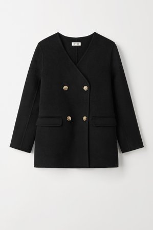 Soft Goat - Double Breasted Blazer - M - Black