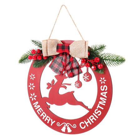 Julkrans för ytterdörren, välkomstskylt för dörr, julgranskransar, julskylt, julkrans med klockor