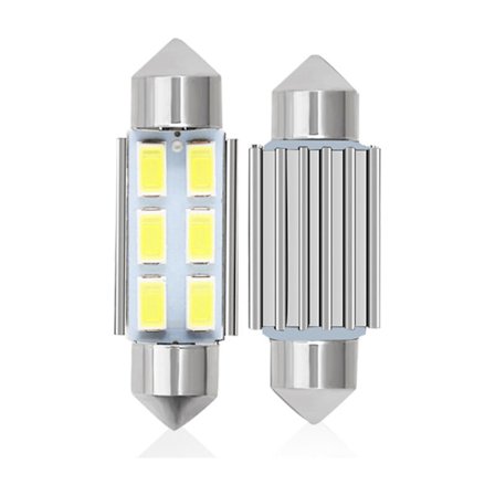 4 stk. C5w LED 36mm 5630 SMD 6 LED-pære Kuppel Festoon C5w LED DC 12V Hvid Bil