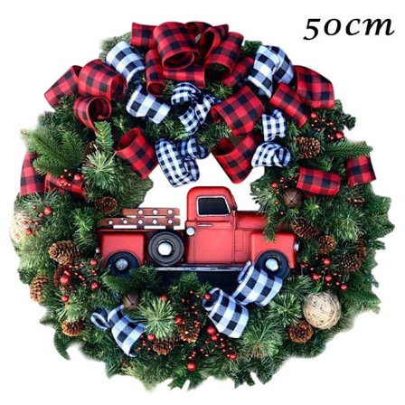 Röd lastbil julkrans fönster ytterdörr dekoration vägghängande för jul dekoration rekvisita