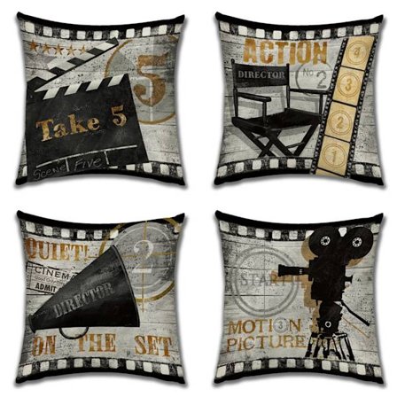 Vintage Biografposter Kuddfodral Biograf 18 X 18 Tum (Popcorn Cinema)