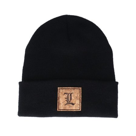 Kiddo Cap - Svart cuff Beanie - Kids L Letter Patch Black Cuff @ Hatstore
