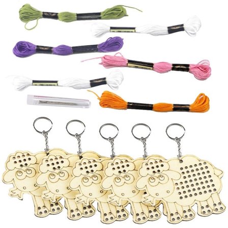 5 stk gør-det-selv-sæt fårform træ håndlavet kreativt håndværk Bogmærke korsstygnskit til indretning IC