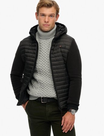 Superdry Sport Hood Storm Fleece Hybrid Jkt - Black - L