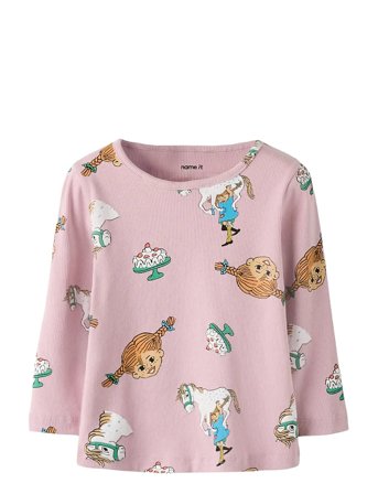 name it Nmfsoca Pippi Ls Top Lnoos Sky - Pink - 92