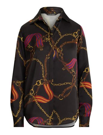 Lauren Ralph Lauren | Classic Fit Belting-Print Satin Shirt | L