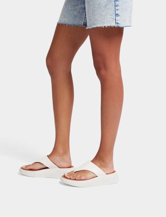 FitFlop F-Mode Leather Flatform Toe-Post Sandals - White - 42