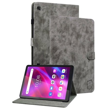 SKALO Lenovo Tab M7 (Gen 3) Cute Tiger PU-Läder Fodral - Grå