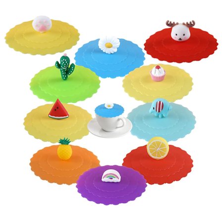 10 stk. silikonelåg genanvendelige silikonelåg til glas kopper silikonelåg til hjemmekontor kaffekopper tekopper