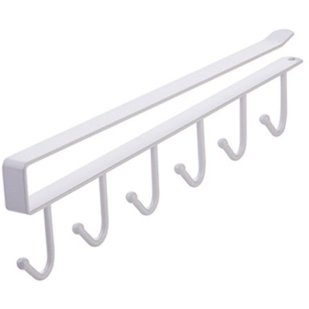 1 stk. hængekroge, under skabsstativ/kopholder, 6 kroge/borefri kaffekrusholder/køkkenredskaber/organisator/krogstativ, hvide hængekroge