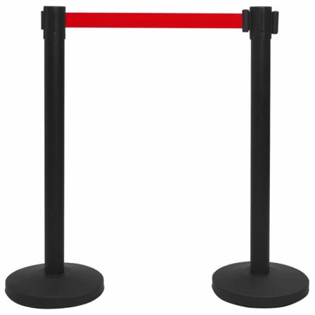 vidaXL Avspärrningsstolpe med band stål svart Svart