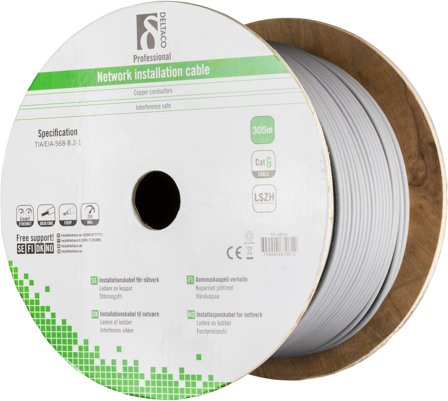 Deltaco TP-48CH - samlet kabel - 305 m - grå