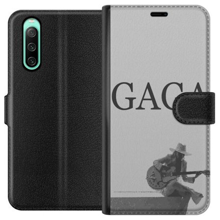 Kompatibel Tegnebogsetui til Sony Xperia 10 IV Stitch omgivet af blåbær med sød kawaii-stil teddybjørn