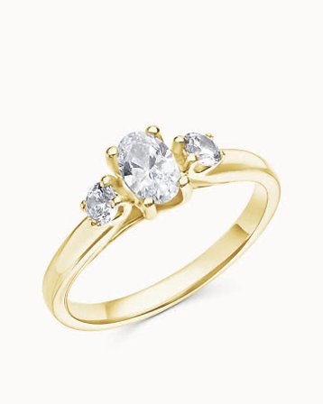 Trestensring Emmy med Oval Naturlig Diamant - 18K Gult Gull