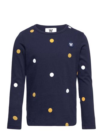 Kim Pois Kids Long Sleeve Gots T-shirts Long-sleeved T-shirts Marinblå Wood Wood