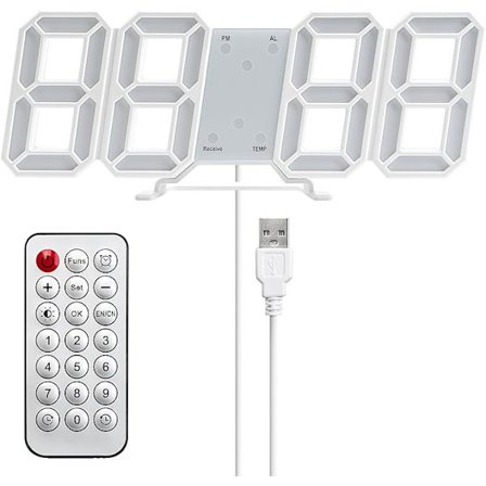 3D Digital Väggklocka LED Upplyst Väggklocka Tyst Snooze-funktion A