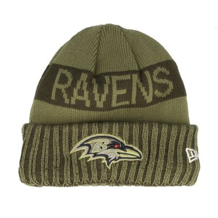 New Era - NFL Grön cuff Beanie - Baltimore Ravens NFL Salute To Service Green Knit Cuff @ Hatstore