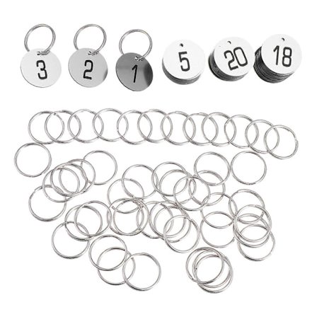 50 stk. runde nummererede plastmærker Nøglemærker ID-mærker med nøgleringe til hotel