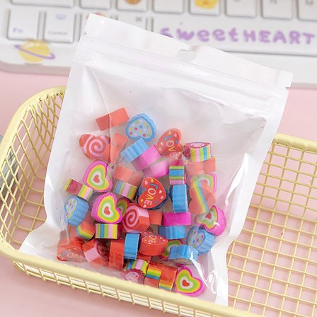 50st/påse Kawaii Eraser Creative Cartoon Mini Pencil Rubber Ani