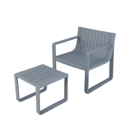 COSTWAY Uppsättning av Utemöbler 2 Delar, Ergonomisk Stol med Fyrkantigt Litet Bord, Design med Spjälor, för Veranda, Trädgård