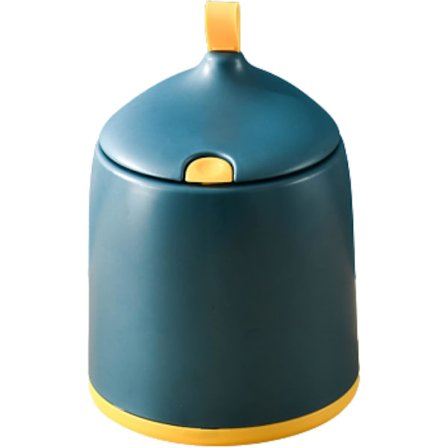 (Rund Kegle - Blå) 2 Liter / 0,5 Gallon Mini Skraldespand med Tryklåg - Kompakt Skraldespand til Skrivebord, Bord, Sofabord eller Bordplade