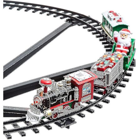 Zk-juletog i midten af juletræet 258051 batteridrevet tog, 33 lys, julemelodi, julepynt Toget vil