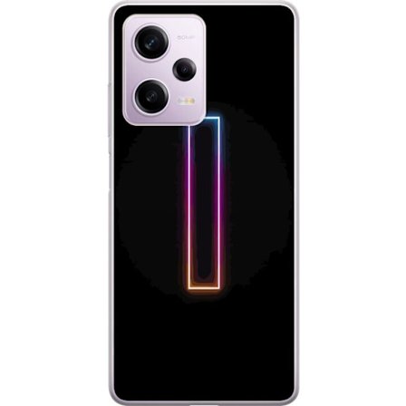 Kompatibel Mobilcover til Xiaomi Xiaomi Redmi Note 12 Pro Minimalistisk neonbogstav I i regnbuefarver mod mørk baggrund