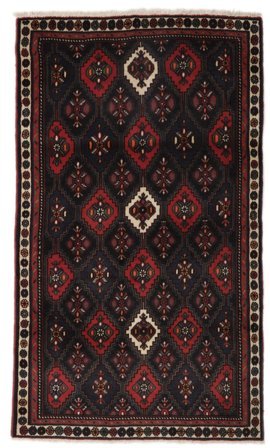 Orientalischer Afshar/Sirjan Teppich 105X176 Schwarz/Dunkelrot Wolle, Persien/Iran