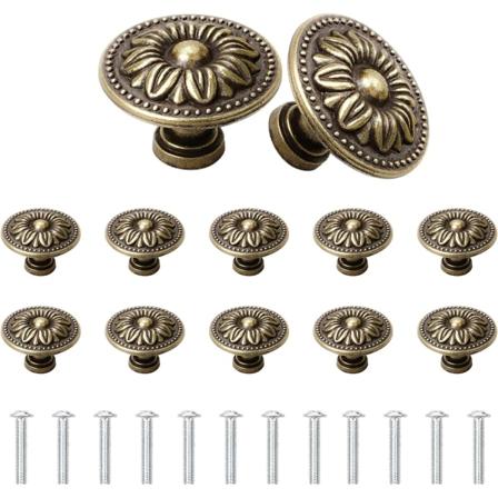 12 kpl antiikkipatinaisia kaapinnuppia, vintage-kaapin vetimiä kaapin vetimiä 30 mm retropronssia laatikon vetokahvoja, vetokahva kaapille Wa Vintage 