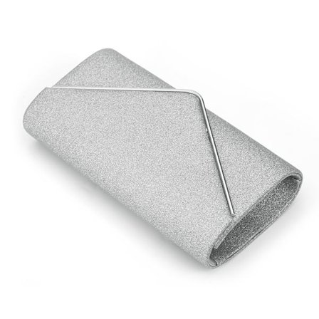 Elegant, stilig og glitrende kveldsveske for kvinner, party- og bryllupshåndveske med kjede for bryllupsfest, formell, sølv, medium størrelse[C](FQ)‘-