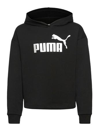 Ess+ Logo Cropped Hoodie Tr G Black PUMA