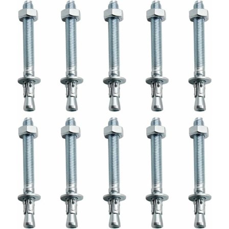 Ankerplugger, 10 stk. M10/10mm Galvaniserte Kraftige Ankre, Galvaniserte Metallankre, for Rekkverk, Gardinvegger, Bjelker, Emner, Braketter