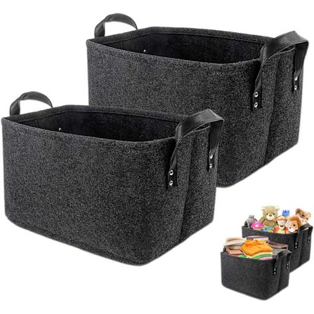 2 stk. filt oppbevaringskurv, svart