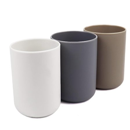 Elintarvikelaatuinen muovinen pesukuppi, valkoinen/ruskea/harmaa, 3 kappaletta