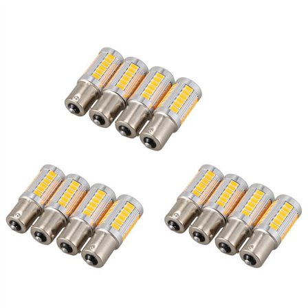 12 stk. 1156Py Bau15S Py21W LED 33 SMD Bil Baglygte Brems Baklys Signal Pære Y