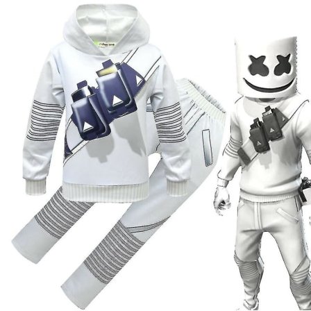 Barn Pojkar Flickor Marshmello Dj Led Mask Hoodie Cosplay Kostym Fest Fa B 160 11-12 År