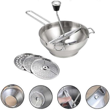 Matmølle, 21 cm roterende matmølle i rustfritt stål med 3 stk. filter, den perfekte roterende matmøllen (21 x 10 cm - med 3 stk. filter)