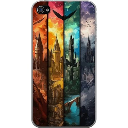 Kompatibelt Mobildeksel til Apple Apple iPhone 4s Fire magiske slott i forskjellige elementfarger, episk fantasikunst med ild vann luft og mørke i de