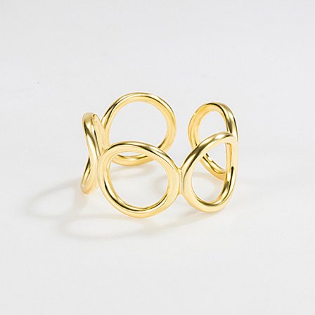 18k guld justerbar cirkel ring, enkel kædeled knogleringe, fashion stacking fingerring