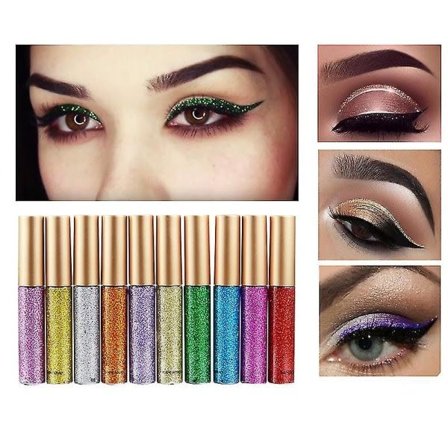 10 farver flydende glitter eyeliner, glitrende vandtæt øjenskygge_costbuy