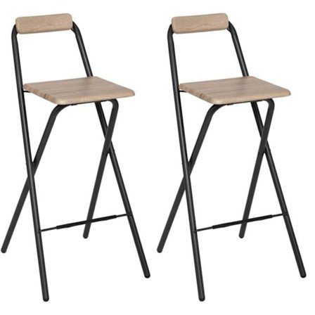 2 kpl taitettavia baarituoleja - Musta ja beige - Lou baarituoli