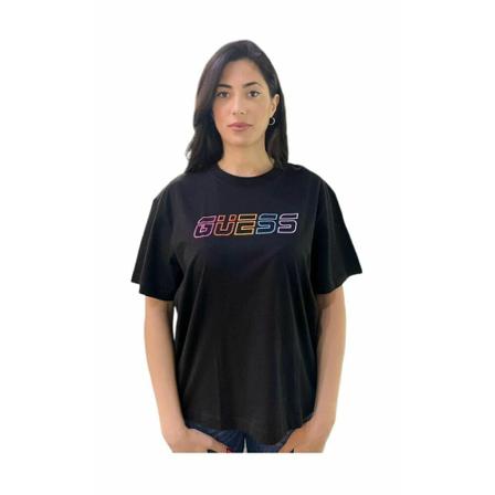 Guess, T-Shirts Zwart, Dames, Maat:S