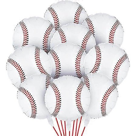 18" folie Mylar baseball balloner; fødselsdagsfest sportstema; 10 stk.