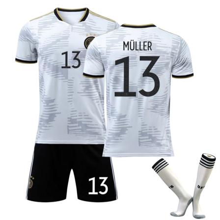 Qatar Fotbolls-vm 2022 Tyskland Fotbollssats - Vit Svart 28
