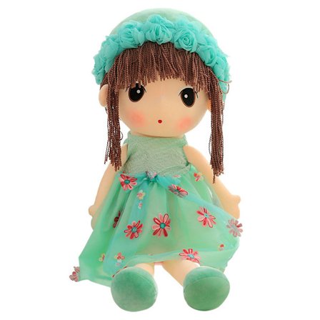 Mjuk babydocka flicka med kläder, söt mjuk trasa docka