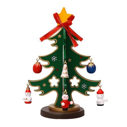 Rolig skrivbordet trä julgran dekor jul leksak set med mini ornament style 2