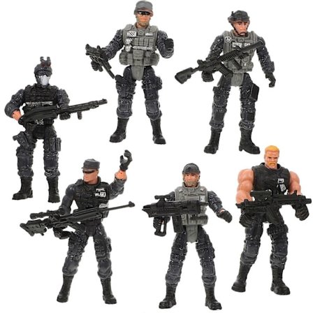 6 stk. Soldat Leketøysfigurer Sett, Pedagogisk Leketøy med Våpen, Militære Modellscene Leker for Barn
