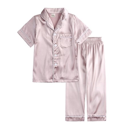 Satiini Pyjamasetti Silk Pjs Lyhyt Hiha Lasten Yöasu