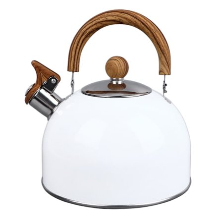 2,5L rustfritt stål fløytekjele tykk rustforebygging universell vannkoker flat bunn Kette hvit